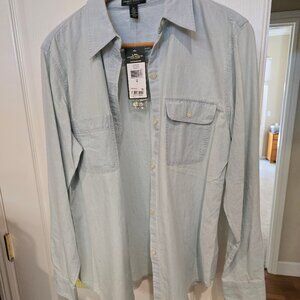 LRL Ralph Lauren Denim Chambray Casual Shirt M Blue Button Down Long Sleeve‎